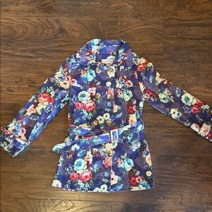 Kenzo Kids Purple Floral Double breasted coat